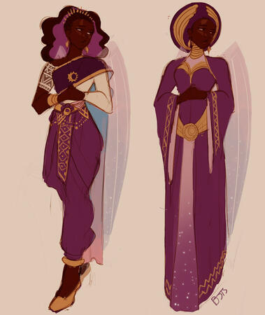 Queen Angella concept sketches